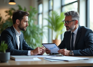 Placer son argent face à la stagflation : conseils financiers Conseiller financier discutant stratégies d'investissement avec un client