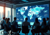 Groupe de professionnels tech collaborant dans un bureau moderne
