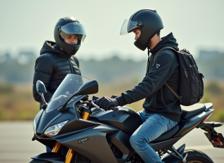 Permis moto : à quel prix s’attendre ? Jeune homme passant son permis moto en plein jour