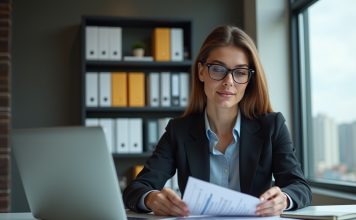 Prix expertise comptable : dans quel budget s’inscrire en 2025 ? Femme d affaires concentrée au bureau avec documents
