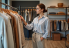 Types de vêtements : Comment les choisir pour être tendance ? Femme élégante dans une boutique moderne examinant des vêtements