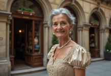 Mode : Découvrez la plus ancienne marque de mode au monde Femme âgée élégante devant une boutique ancienne