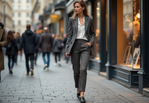 Mode et tendances : l’importance des chaussures en 2025 Femme élégante marche dans Paris avec chaussures tendance