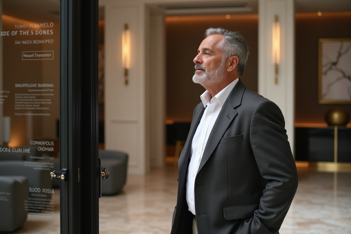 Homme d affaires dans un lounge privé de banque