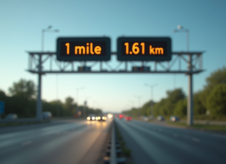 Comment convertir un mile en kilomètre : tout ce que vous devez savoir Panneau de signalisation routière indiquant 1 mile et 1,61 km en plein jour