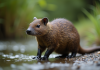 Platypus au bord d'une rivière en plein jour