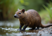 Platypus au bord d'une rivière en plein jour