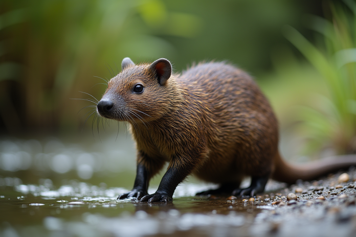 Platypus au bord d'une rivière en plein jour